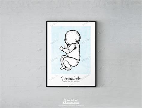 Ilustrace s datem, časem, váhou a délkou narozeného dítěte