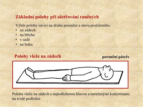 Galerie poloh: vleže na zádech, vleže na boku, vzpřímené polohy, dřep