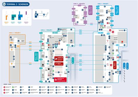 Mapa letiště v Barceloně s vyznačenými možnostmi dopravy