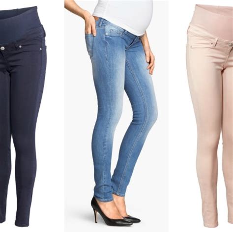 Ukázka různých těhotenských kalhot z kolekce Mango