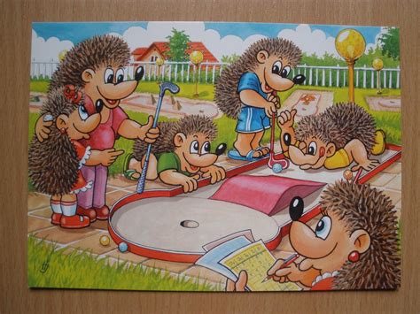 Ilustrace ježčí rodinky