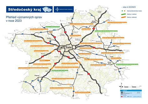 Mapa ukazující polohu hradů Točník a Žebrák ve Středočeském kraji