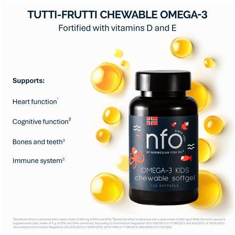 Fotografie: kapky omega-3 a žvýkací kapsle pro děti