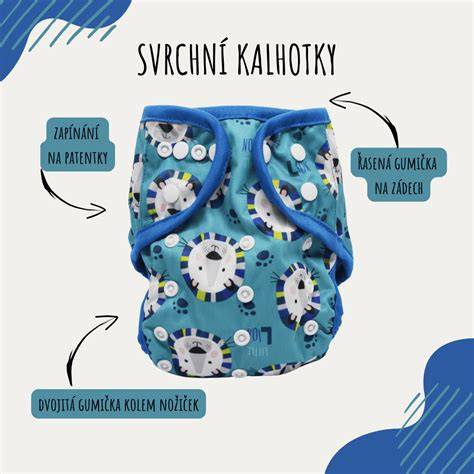 Schéma složení výbavy látkových plenek: čtverce + vkládací plenky + svrchní kalhotky + kalhotky