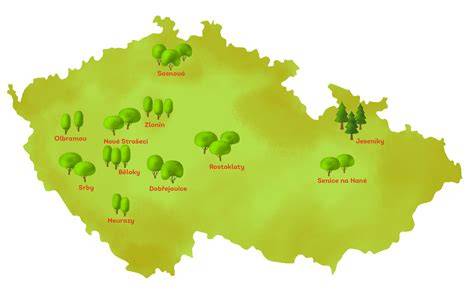 Mapa dopadu projektu - 10 stromů vysazených na vybraných lokacích