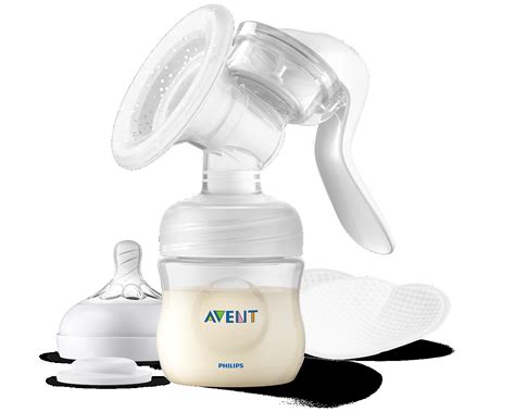 Ilustrace moderní ruční odsávačky mateřského mléka s ergonomickou rukojetí