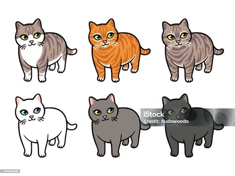 Ilustrace koťat s miskami krmiva