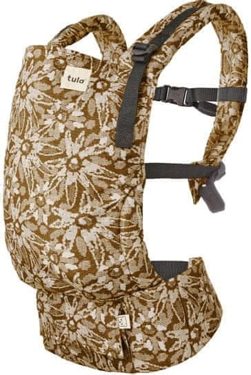 Detailní záběr na nastavitelné části nosítka Tula FTG s vyznačenými rozměry