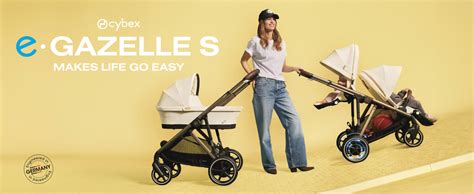 Informativní grafika srovnávající běžný kočárek s elektrickým Cybex e-Gazelle S při jízdě do kopce.