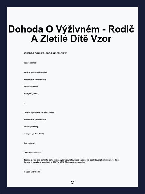 Ilustrace znázorňující formu dohody mezi rodiči.