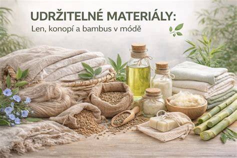Infografika: Srovnání materiálů plenek (bavlna, bambus, konopí) a jejich vlastnosti