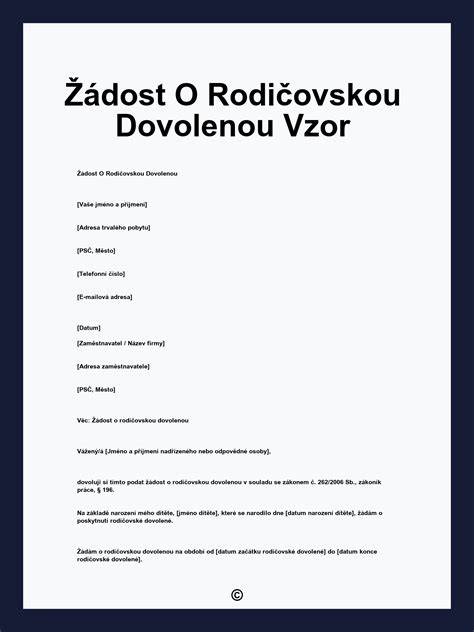 Žádost o rodičovskou dovolenou - formulář a podpis