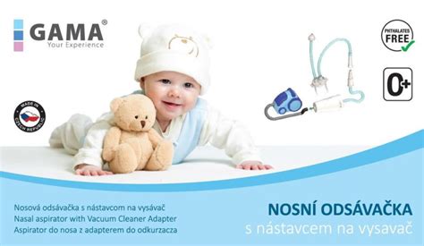 Detailní fotografie hadičkové nosní odsávačky Gama s vyznačenými částmi