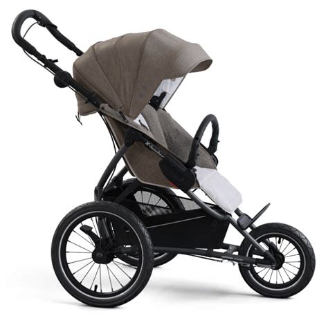 Detailní záběr kol a odpružení kočárku X-lander X-Move