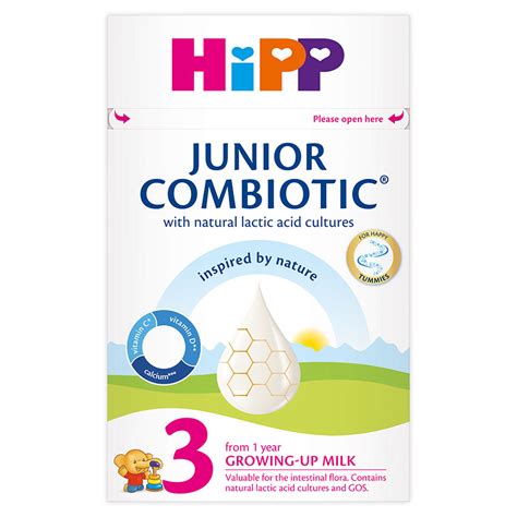 Schéma s vyznačením klíčových složek HiPP 3 JUNIOR Combiotik (Probiotika, Prebiotika, Metafolin, Vápník, Vitamín D)