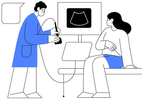 Ilustrace lékaře provádějícího ultrazvukové vyšetření