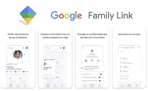 Ilustrace rozhraní aplikace Google Family Link s nastavením časových limitů a správou aplikací.