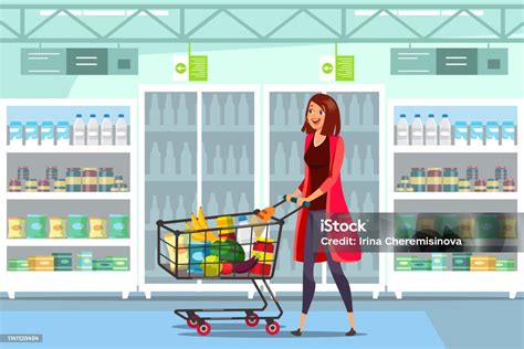 Ilustrace supermarketu s pokladnami a vracečkami lahví