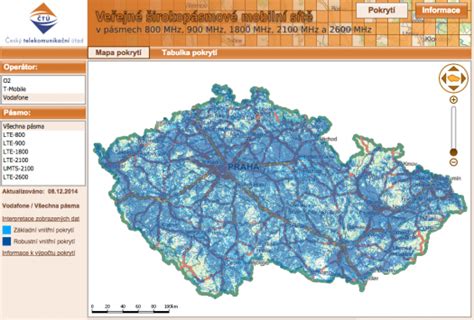 Mapa pokrytí signálu v různých místnostech domu
