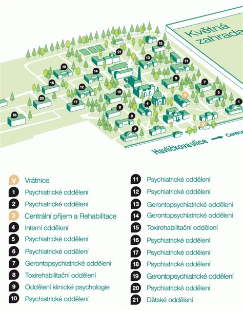 Mapa nemocnice v Kroměříži