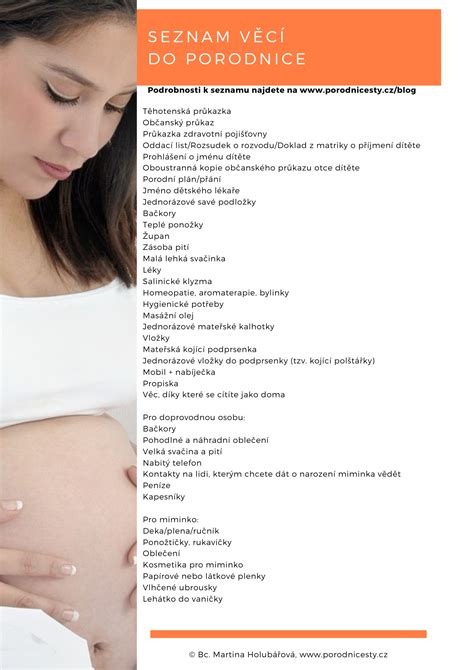 seznam věcí do porodnice jako infografika