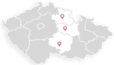 Mapa s vyznačenými centry asistované reprodukce.