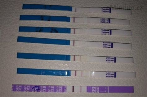 příklady výsledků těhotenského testu: pozitivní, negativní, duch