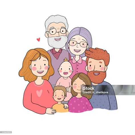 Ilustrace rodinného života s třemi dětmi, kde je vidět mírný nepořádek, ale veselá atmosféra.