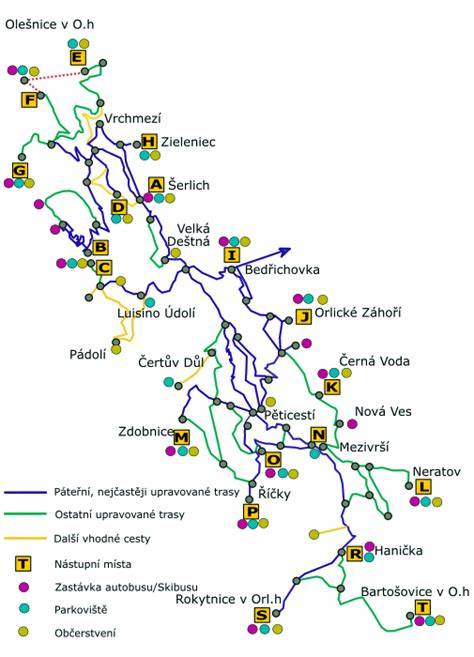 Mapa zobrazující klíčové pohotovostní lokality v okolí Kladna