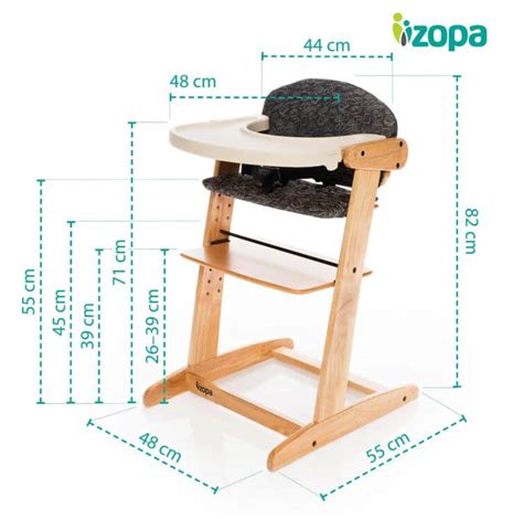 Schéma s vyznačenými možnostmi nastavení výšky sedáku, opěrky zad a opěrky nohou u jídelní židličky Chicco Polly Progress