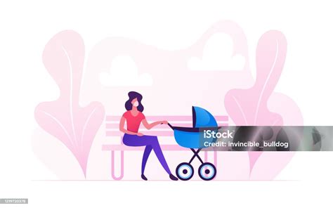ilustrace maminky s kočárkem na procházce