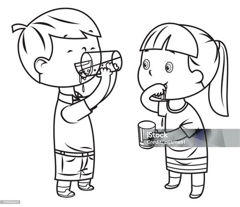 Ilustrace miminka pijícího vodu z otevřené skleničky