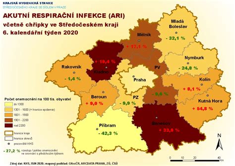 Mapa regionů s různým stupněm omezení návštěv během chřipkové epidemie