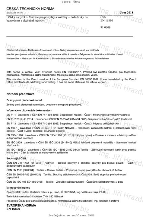 Infografika: EN 716 a EN 16890 - hlavní normy pro postýlky a matrace