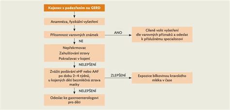 Schéma GERD a tichého refluxu u kojenců