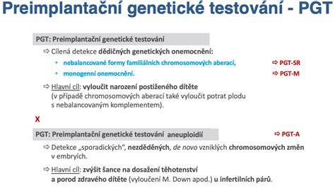 Schéma prekoncepční genetické diagnostiky (PGD/PGT)