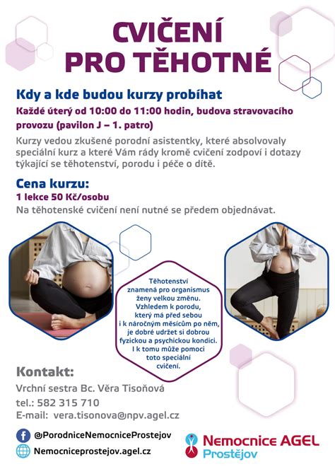 plakát s informacemi o předporodních kurzech a cvičení pro těhotné v Jilemnici