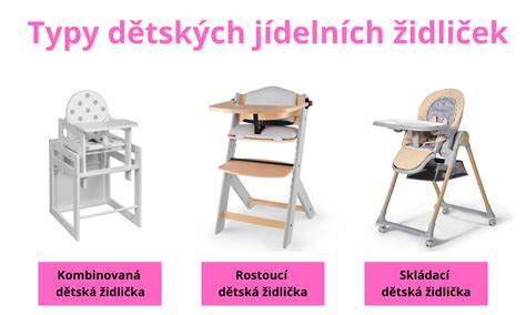 Fotografie různých typů dětských jídelních židliček