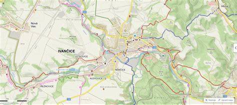 Mapa regionu: Ivančice a okolí s vyznačením sousedních zařízení