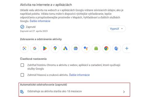 Diagram správy aktivity v účtu Google