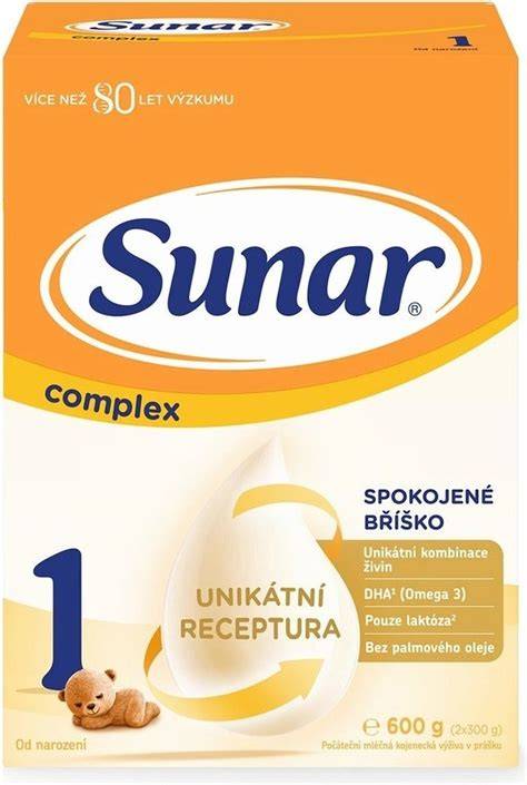 Infografika s názvem Sunar Complex 1: složení, dávkování a bezpečnost