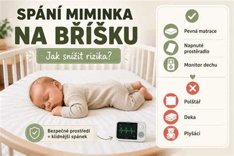 Infografika: Bezpečné spaní novorozenců - poloha na záda vs. břicho a rizika