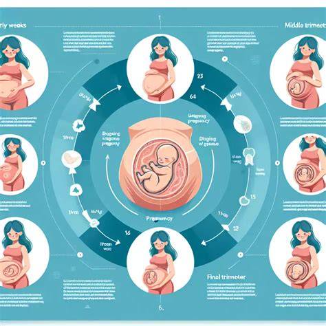 Infografika: Fáze vývoje dělohy a změny břicha během těhotenství