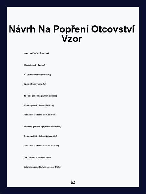 Grafický průřez procesem návrhu na popření otcovství: identifikace, důvody, důkazy, řízení, rozhodnutí