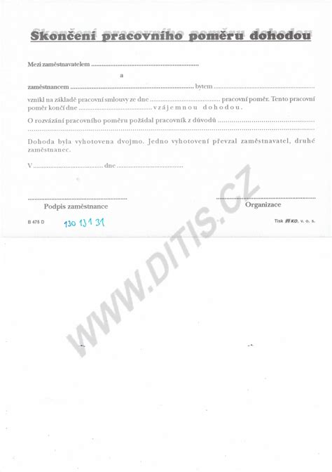 doklady při skončení pracovního poměru