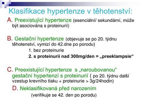 Infografika: Klasifikace a řízení hypertenze v těhotenství