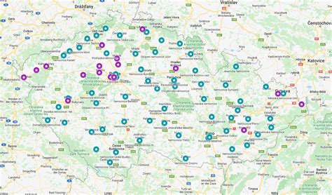 Mapa porodnic s podporou VBA2C a VBAC v ČR