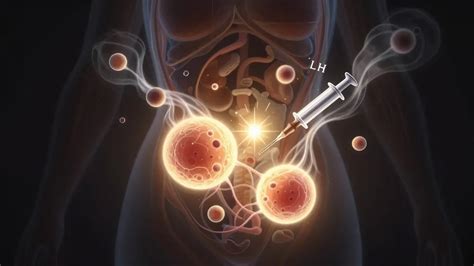 ilustrace vaječníků s folikuly během hormonální stimulace