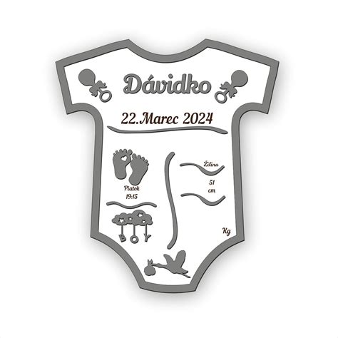 Vyšívané body jako památka s údaji o narození