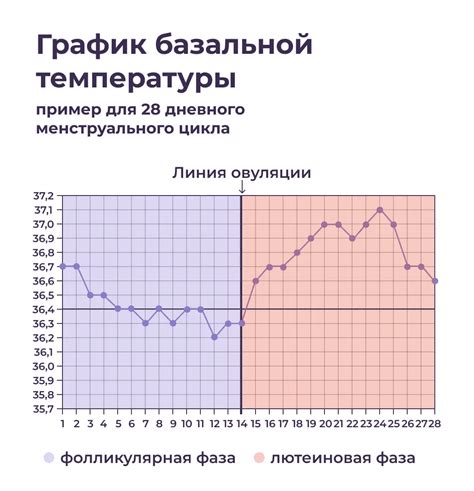 grafické znázornění změn bazální teploty během menstruačního cyklu